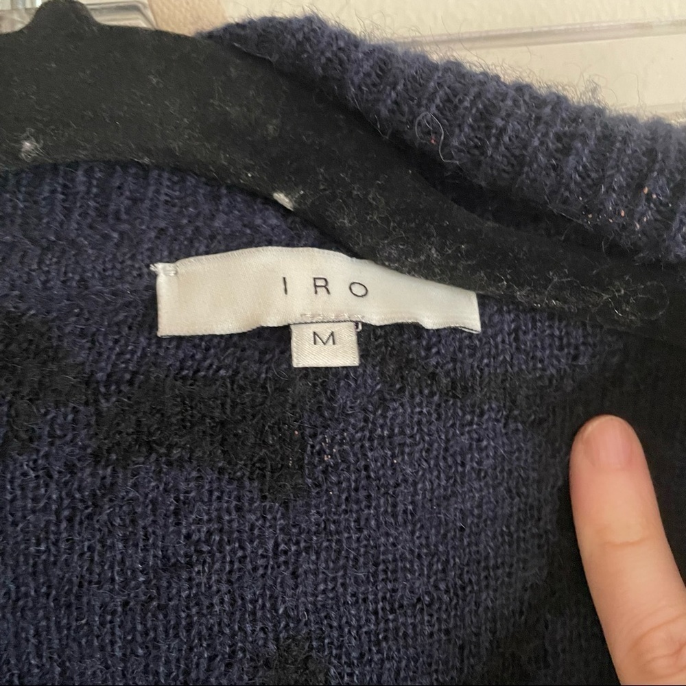 Iro Stema Navy Leopard Print Open Shawl Cardigan … - image 5